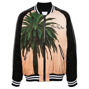 BLUE SKY INN Palm Tree Bomber Jacket Men Beige Outerwear